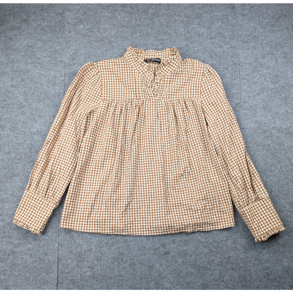 Scarlet Darkness Peasant Blouse Womens Medium Gingham Cottage Western
